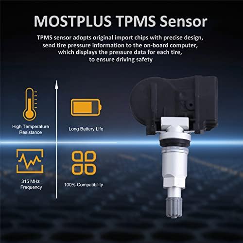 MostPlus 4pcs 433MHz TPMS Pressão Monitoramento de pressão Sistema de monitoramento
