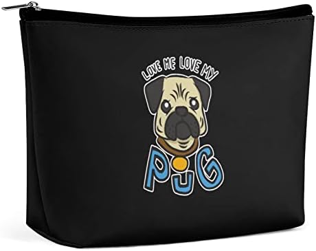 Love Me Love My Pug Makeup Bag Bag de higiene pessoal de viagem à prova d'água bolsa cosmética