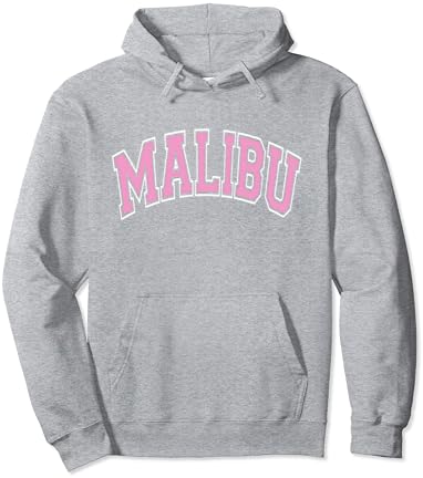 Malibu California CA estilo do time do colégio Capuz de pulôver de texto rosa