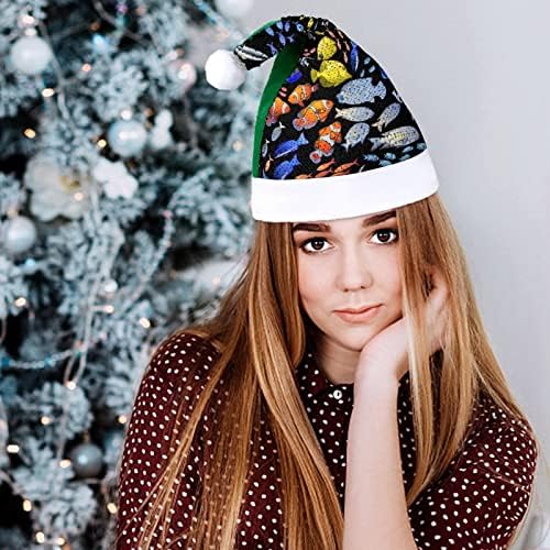 Peixe gráfico Ocean Funnic Christmas Hat de lantejoulas Papai Noel Chapé