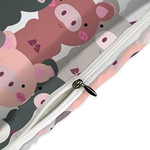 Baby Little Pig Pig 3 Peças Conjunto de edredom Inclui 1 tampa de colcha e 2 travesseiros 102 × 90