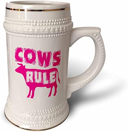 Imagem 3drose de palavras vacas governam com vaca rosa - 22oz de caneca de Stein
