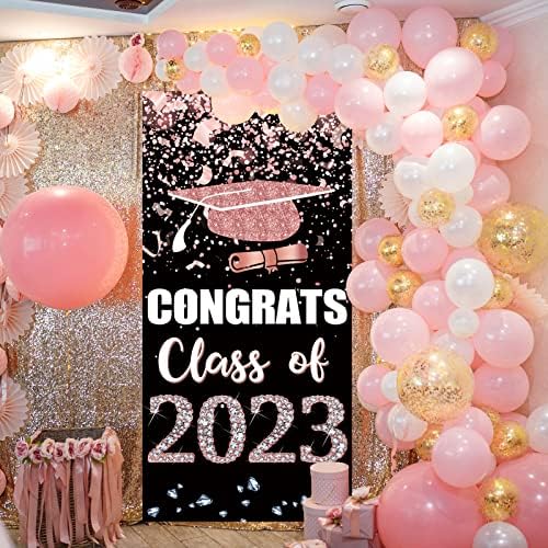 TRGOWAUL 2023 Decorações de graduação em ouro rosa aula de 2023, Pink Parabéns PARABRA BANNER DA FABELA FABELENTE/HIGH