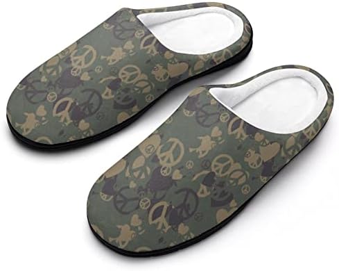 Camuflagem militar amor e pacifismo chinelos de algodão feminino sapatos caseiros laváveis ​​para o hotel