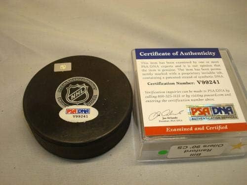 Bill Ranford contratou Edmonton Oilers Hockey Puck 1990 Conn Smythe PSA/DNA COA 1A - Pucks NHL autografados