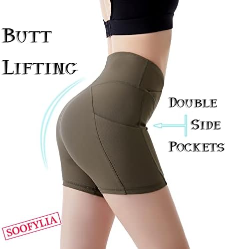 Calça de treino shorts de motociclista para mulheres ginástica leggings sem costura com bolsos de altura da cintura