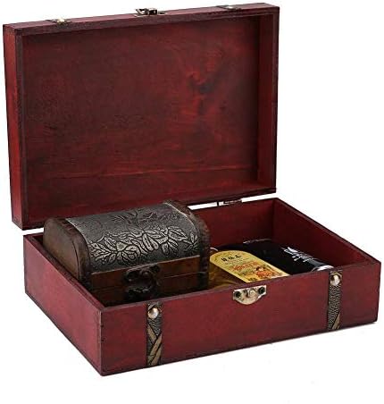Caixa de armazenamento de jóias de madeira caixa de tesouro de madeira retro jóias recipiente de armazenamento