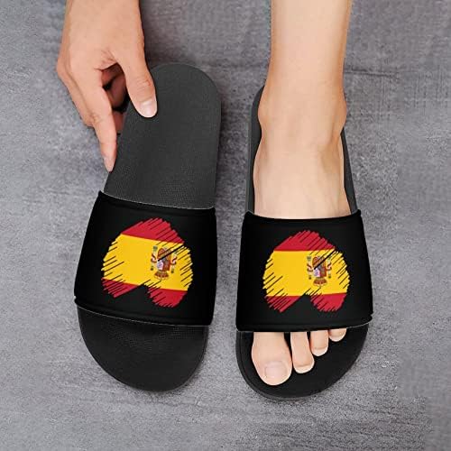 Bandeira da Espanha em sandálias de casa de coração não deslizam chinelos de dedo do pé para massagem banho