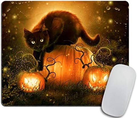 Mouse para jogos Mouse personalizado, almofada de rato de gato preto de Halloween 9,5 x 7,9