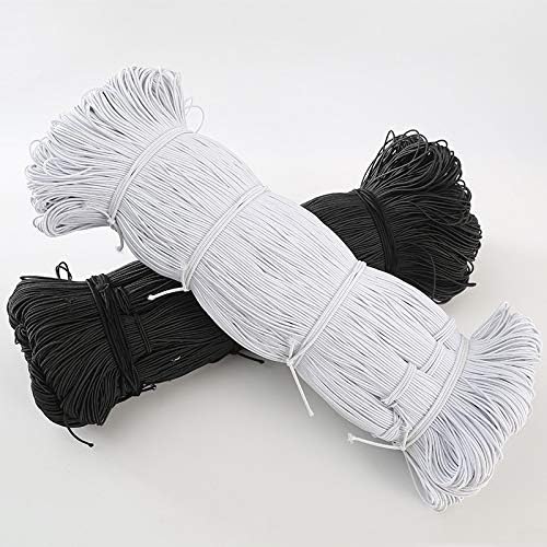 Dddcm 1mm/2mm/3mm branco/preto bandas elásticas redondas finas de corda elástica fita elástica de roupa