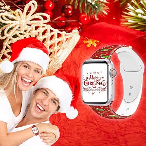Banda de relógio de Natal Compatível com a banda Apple Watch 38mm40mm42mm44mm, banda de relógio de Natal para
