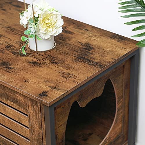 Gabinete da caixa de areia de gato Hoobro, móveis de caixa de areia escondidos com porta do obturador e tapete