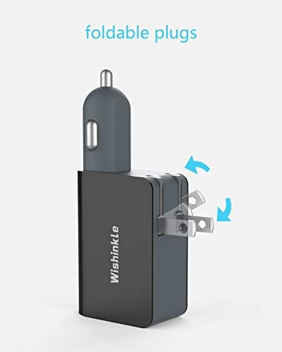 Wishinkle 2 em 1 carregador de carro USB com plugue de parede, carregador de carro portada portátil portátil