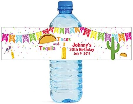 Tacos e tequila rótulos de garrafas de água com tema, casamentos, aniversário, festa de noivado,