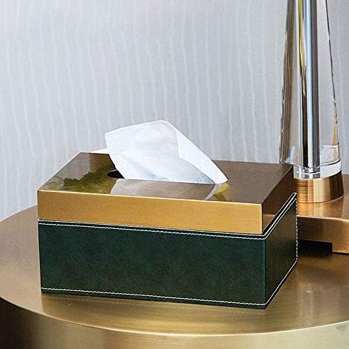 Capa de caixa de papel de couro PU da caixa de tecidos, suporte de papel de lenço verde escuro
