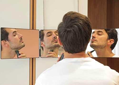 Cabelos de corte de espelho de 3 vias, espelho 360 para corte e estilo de cabelo próprio, barbear,