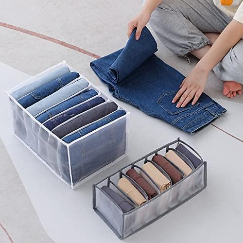 Organizador de roupas do guarda -roupa Bingc 4PCS, Jean Storage 7 Grid Organizer for Jeans Leggings Draw Mesh