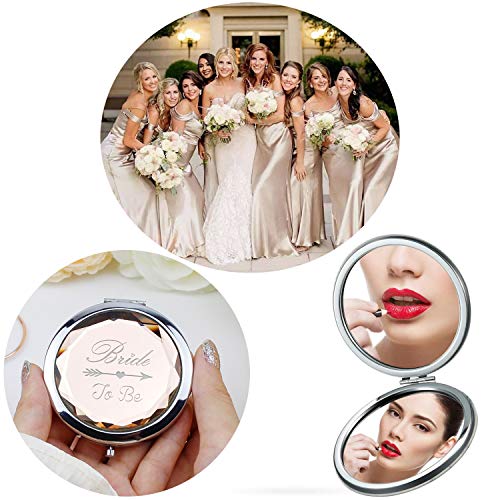 Pacote de 9 espelhos de maquiagem de bolso compacto conjunto incluem 1 noiva para ser espelhado e 8 espelhos