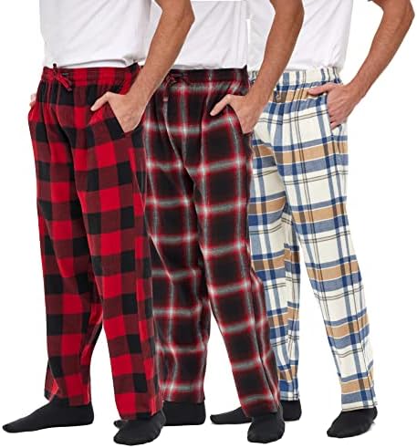 Andrew Scott Scott Men's 3 Pack Cotton Flannel Fleece Brush Pijama Sleep & Lounge Pants