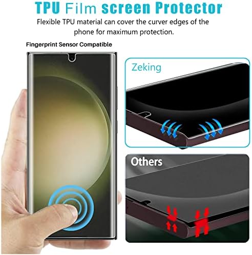 Zeking [2+2 pacote Samsung Galaxy S23 Protetor de tela de ultra privacidade e protetor de lente