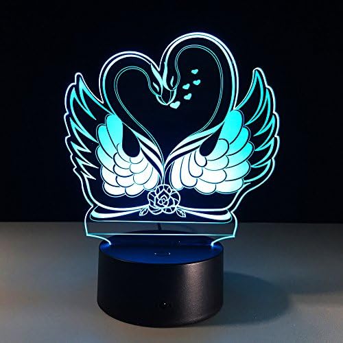 Fxuslgt 3d Animal Swan Night Luz 16 Alteração de cor LED LED REMOTO T mesa da mesa Lâmpada acrílica ABS plana