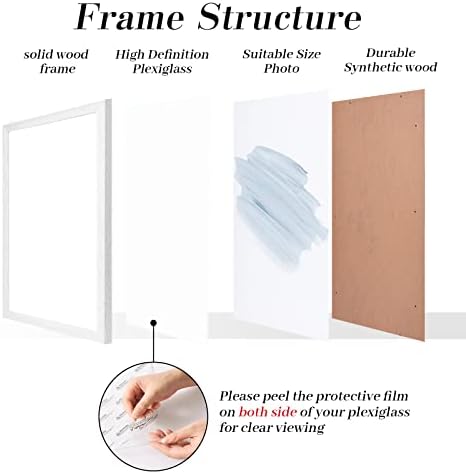 Wyooxoo 20x20 Quadro de quadro de quadro de quadros de molduras de 3 madeira sólida branca com estrutura de