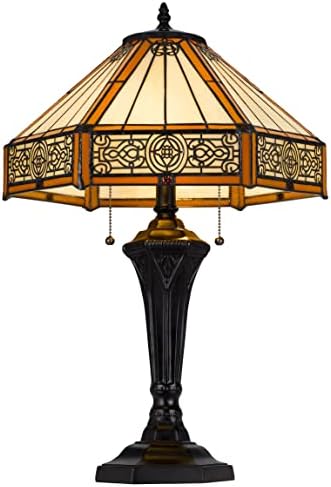 Iluminação cal Bo-3112tb 60w x 2 metal e resina Tiffany Table Lamp com correntes, bronze escuro