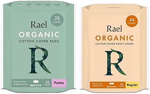 Rael Período Pacote - Cobert de algodão orgânico Petite Pads & Panty Liners