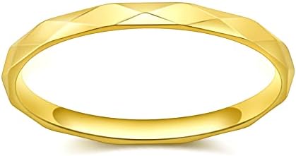 Greenpod 2mm anel de aço inoxidável para mulheres meninas cúpula de borda de borda Slim Slim Silver/Gold/Rose