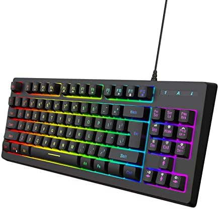 Charella Gaming 87Keys iluminada o teclado usb com fio ERGONONAL 6 Tipos de efeito de luz LED para PC