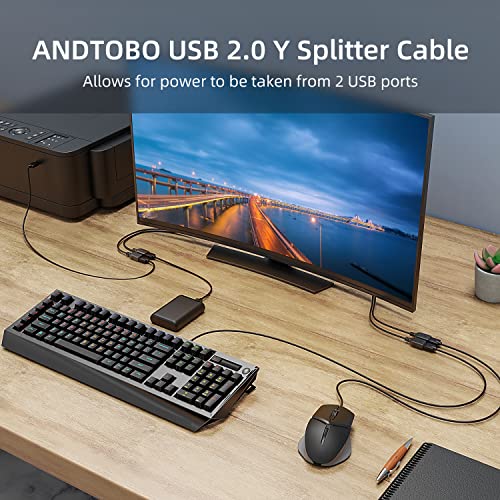 ANDTOBO USB 1 a 4 Splitter, USB 2.0 A Male a 4 USB Jack Y Splitter Splitter Hub cabo de extensão do adaptador