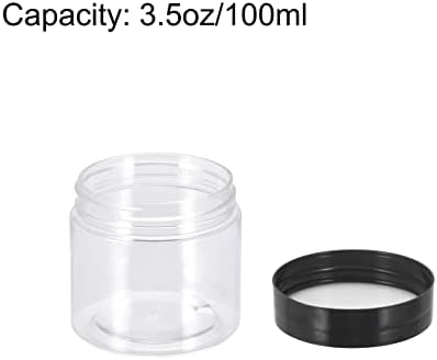 Jarros de plástico transparente de Uxcell com tampa preta, 4pcs 3,4oz/100ml recipientes redondos de armazenamento
