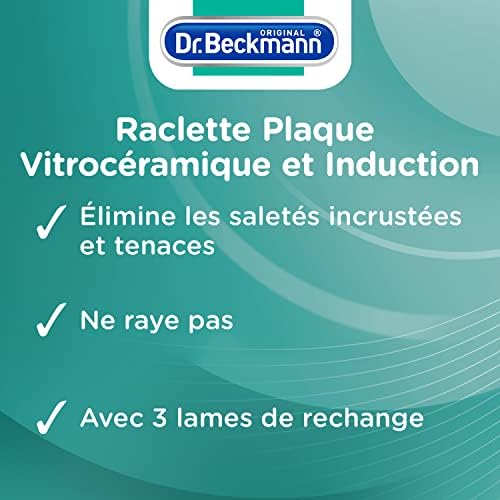 Dr. Beckmann - Cerâmica de vidro e raspador de indução + 3 lâminas - Remove a sujeira teimosa e