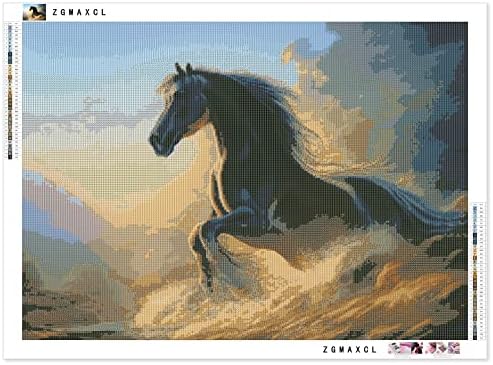 Kits de pintura de diamante 5D ZGMAXCL DIY para adultos redondos de broca completa Cristal de cavalo