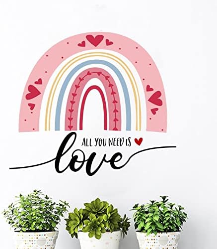 Tudo que você precisa é amor adesivo de decalque de parede de vinil Valentim coração colorido decalques de parede