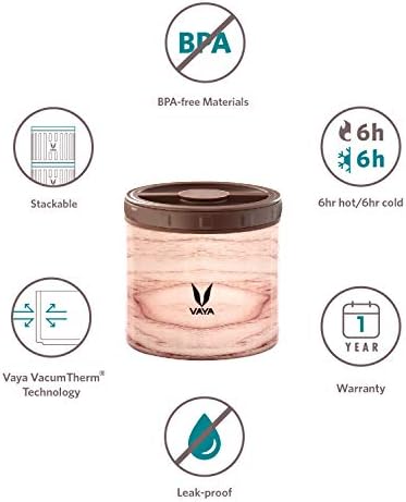 Vaya Preserve 300 ml Maple - A vácuo isolado em aço inoxidável recipiente de refeição quente, portador