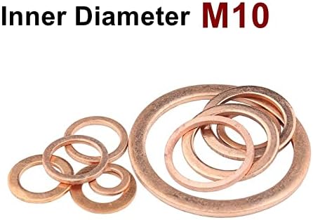 Antwax Copper Flat Washer M10 Junta de vedação Diâmetro interno anel de vedação de 10 mm Folha fina T3 Red