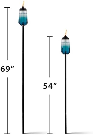 Tiki Brand 1121072 Instalação fácil de 69 polegadas Tiki Industrial Glass Torch, azul