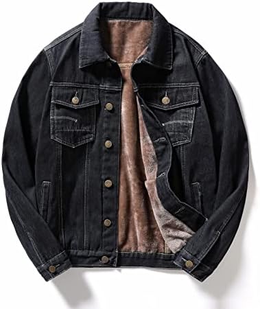 Jackets de jeans ubst para homens, inverno espessado e retro casual casual casual lã de lã de