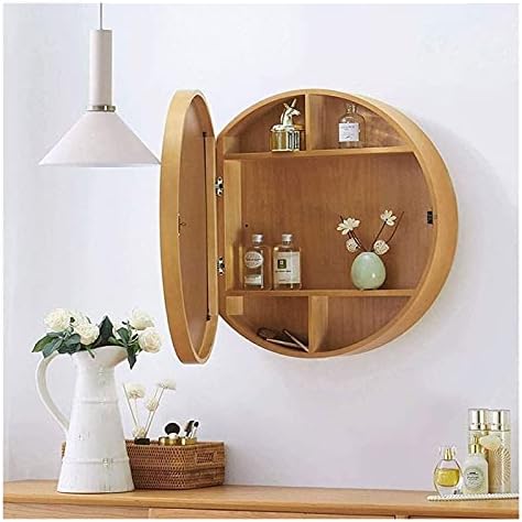 SOGUDIO Pequeno espelho redondo 3 nível de espelho do banheiro, armário de armazenamento de parede de parede