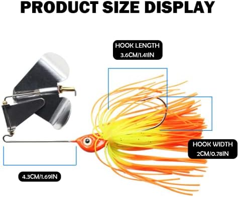 5pcs SpinnerBait Fishing Lures Kit Conjunto, Hard Metal Spinner Bait Kit Jigs Lure para salmão de truta