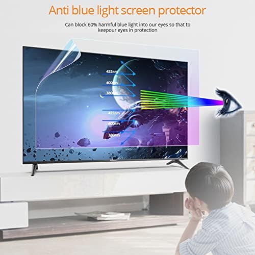 Anti Blue Light 32-75 polegadas Protetor de tela de TV, filtro Ultra-Clear Anti-UV/Anti-Glare/Anti-Scratch