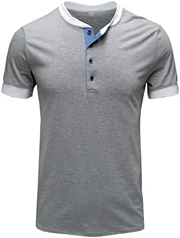 Camisas de tripulantes de palhetas da frente masculinas 4-Buttons de algodão de manga curta Classic