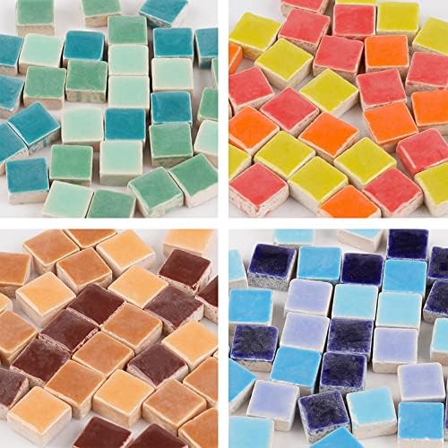 PINUO & KE 200 peças / 200 g Squas Shapes 1x1 cm Mosaic Mosaic Tiles para artesanato, peças