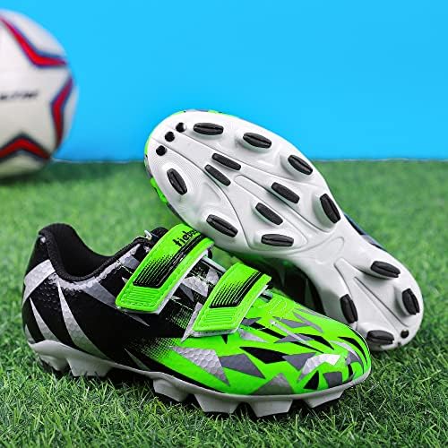 Mifeloo Andulário ao ar livre e loop Kids Futebol Cleats FG Sapatos de futebol de solo sem cadarço