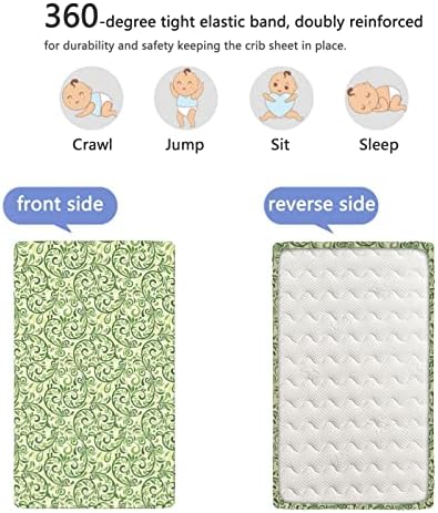 Mini-berço com tema verde, lençóis de berço, lençóis de mini berço portáteis folhas de colchão