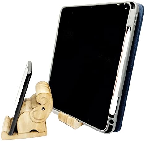 Silapa Acacia Wood Phone Holder & Tablet Stand for Desk I Acessórios de mesa de trabalho fofos I Decorações