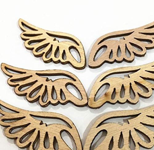Oderol Lianxiao - 50pcs Wings Wingout Cutout de embelezes de madeira artesanato para crianças adultos ornamentos