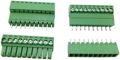 2 PCS Pitch Pitch 3,5 mm 10way/pino parafuso de parafuso do bloco de blocos com pino reto de cor verde
