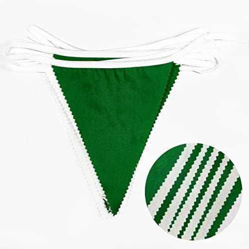32 pés verde e branca banner decorações de festas Triângulo Faixa de tecido Banner Cotton Ginante Garland